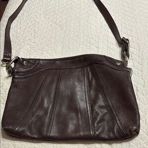 HOBO Brown Burgandy Crossbody Bag with Silver Hardware